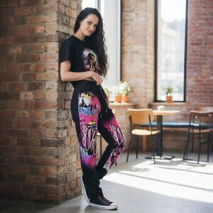 DC ✦ Batman Graffiti Sweatpants ✦ Black Pink Graphic Streetwear Joggers M NWT